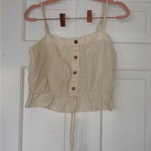 Urban Outfitters Cream Button-Down Crop Top